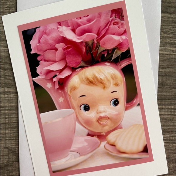 Six beautiful Miss Cutie Pie Teapot 5x7 photo greeting cards - Picture 5 of 6